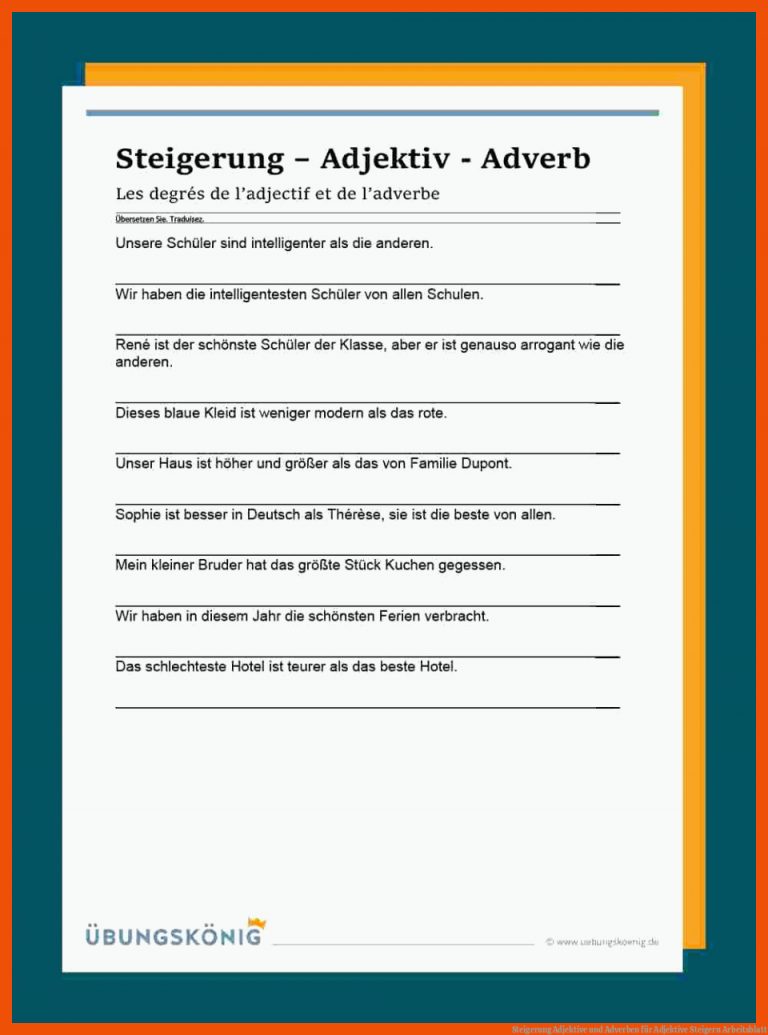 Steigerung Adjektive und Adverben für adjektive steigern arbeitsblatt