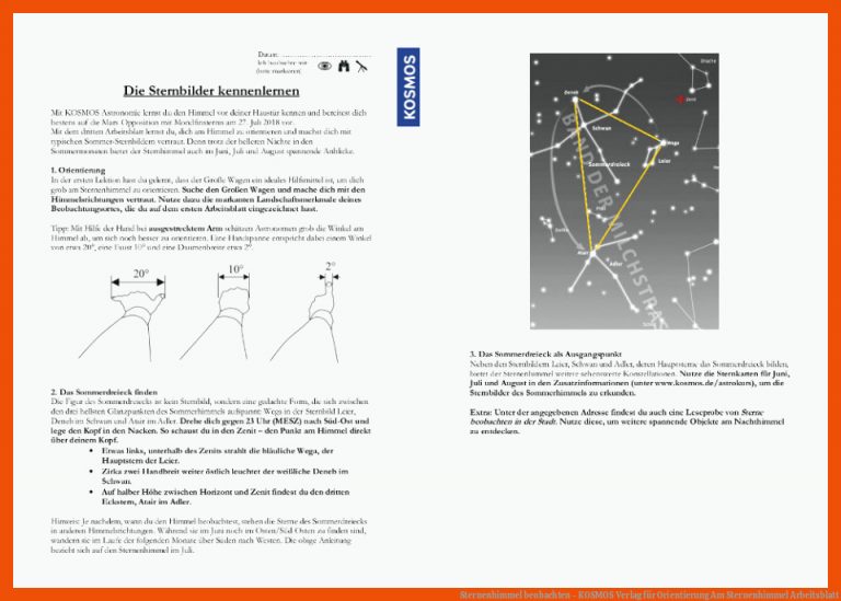 Sternenhimmel beobachten - KOSMOS Verlag für orientierung am sternenhimmel arbeitsblatt