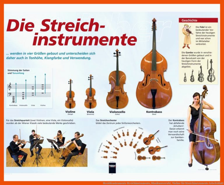 Streichinstrumente | Streichinstrumente, Musikunterricht, Violine für streichinstrumente arbeitsblatt