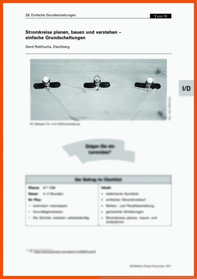 Stromkreise planen, bauen und verstehen | RAAbits Online für reihen und parallelschaltung arbeitsblatt
