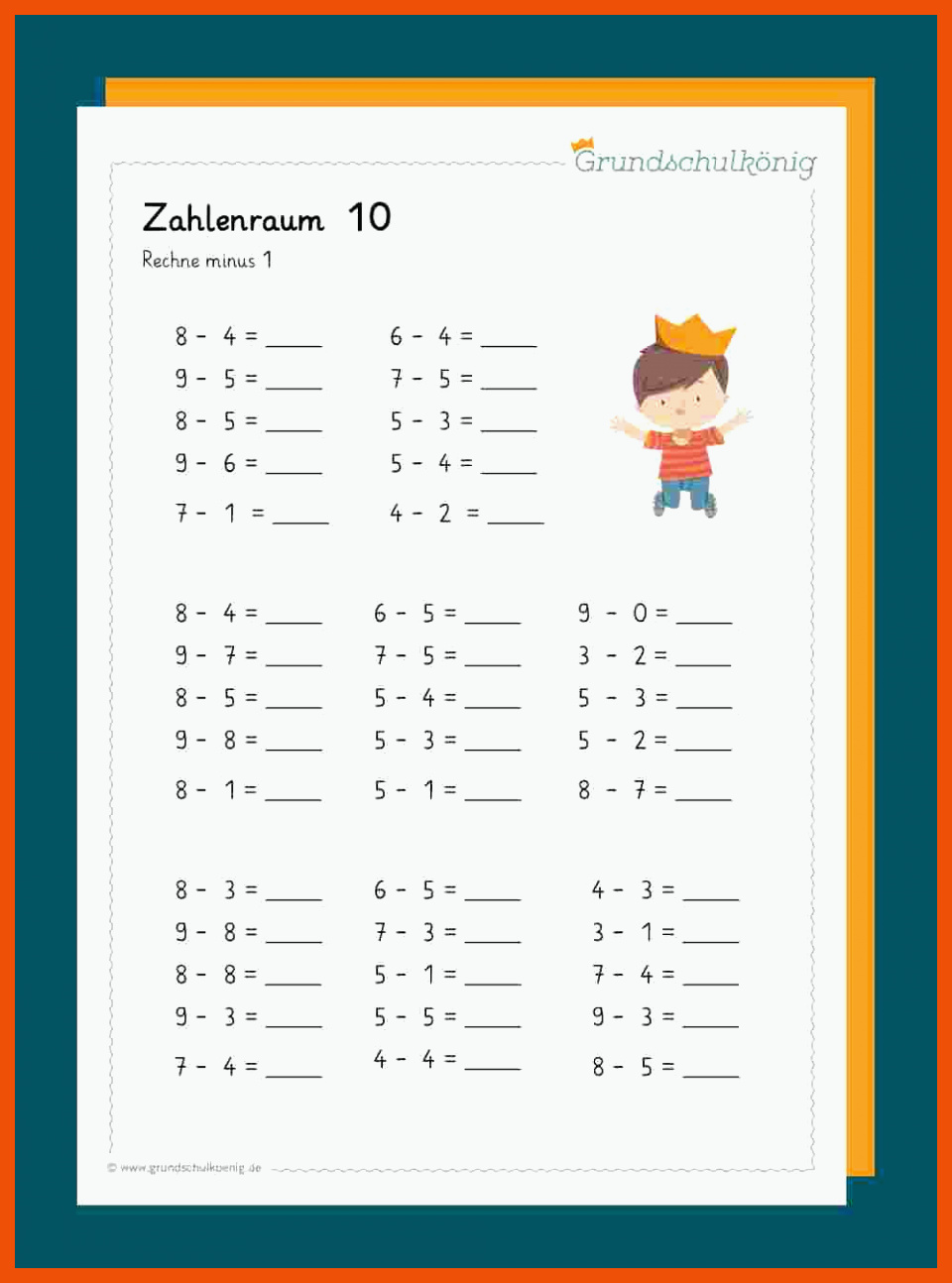 20 Minus Rechnen 1 Klasse Arbeitsblätter - Mathe Arbeitsblätter