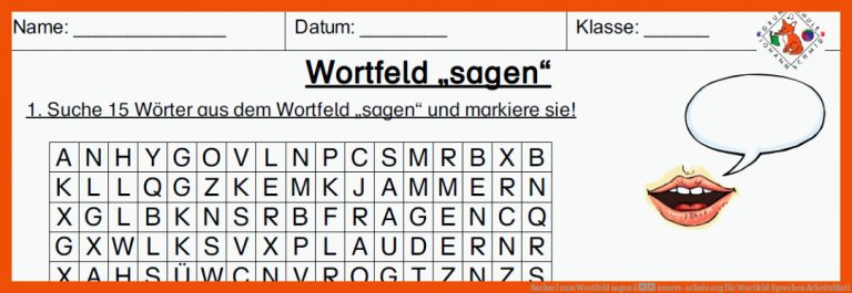 Suchsel zum Wortfeld sagen â unsere-schule.org für wortfeld sprechen arbeitsblatt