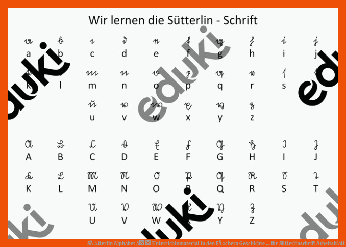 SÃ¼tterlin Alphabet â Unterrichtsmaterial in den FÃ¤chern Geschichte ... für sütterlinschrift arbeitsblatt