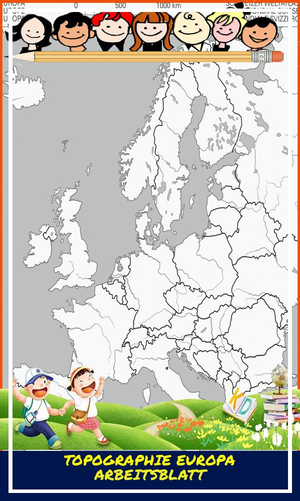 Topographie Europa Arbeitsblatt
