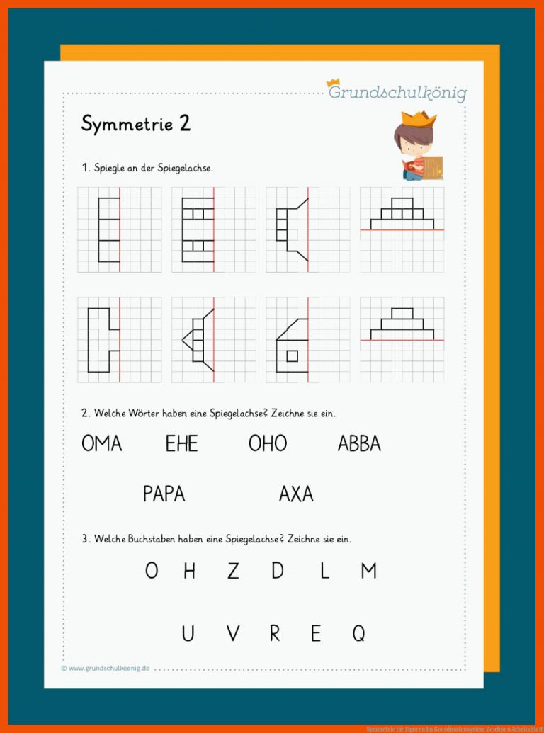 Symmetrie für figuren im koordinatensystem zeichnen arbeitsblatt