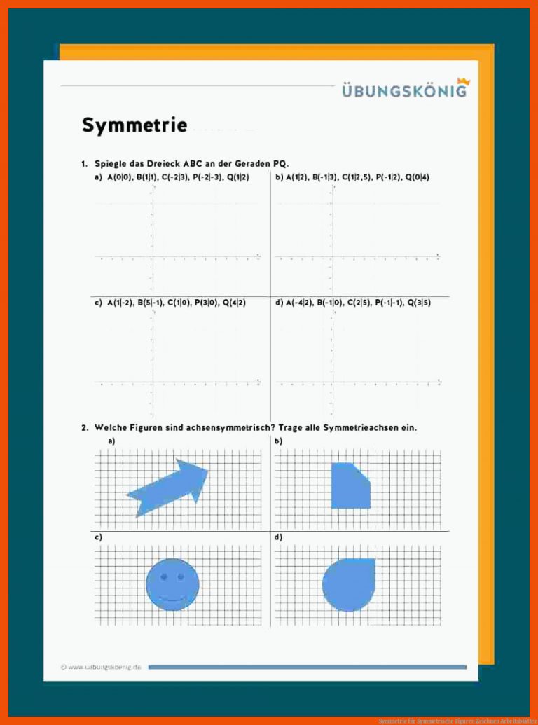 Symmetrie für symmetrische figuren zeichnen + arbeitsblätter