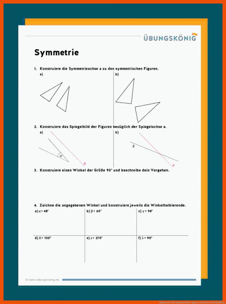 Symmetrie für symmetrische figuren zeichnen + arbeitsblätter