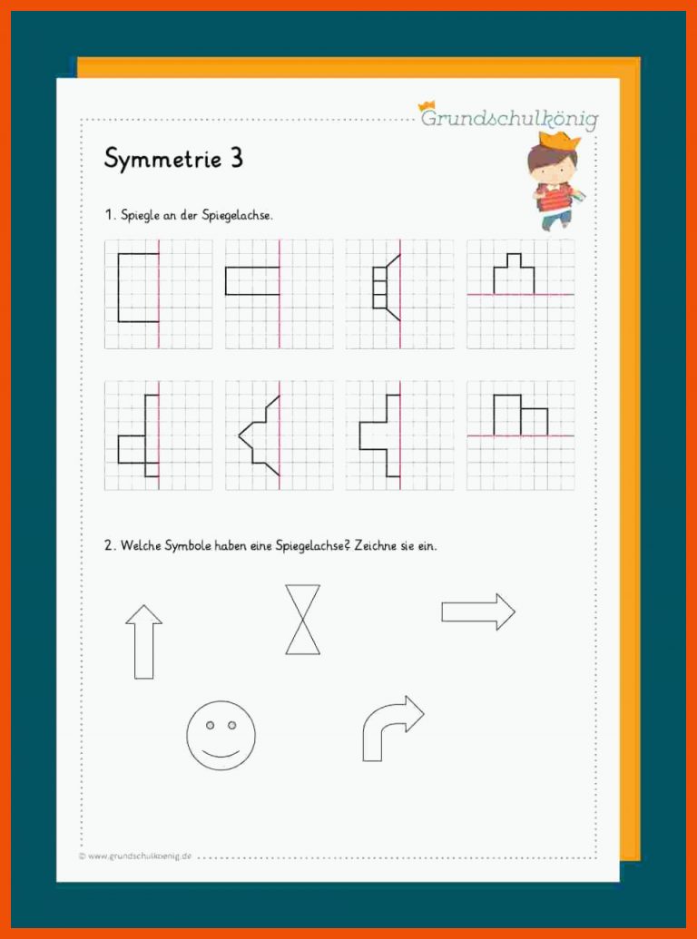 Symmetrie / Symmetrieachse / Symmetrische Figuren Fuer Figuren Spiegeln Arbeitsblatt