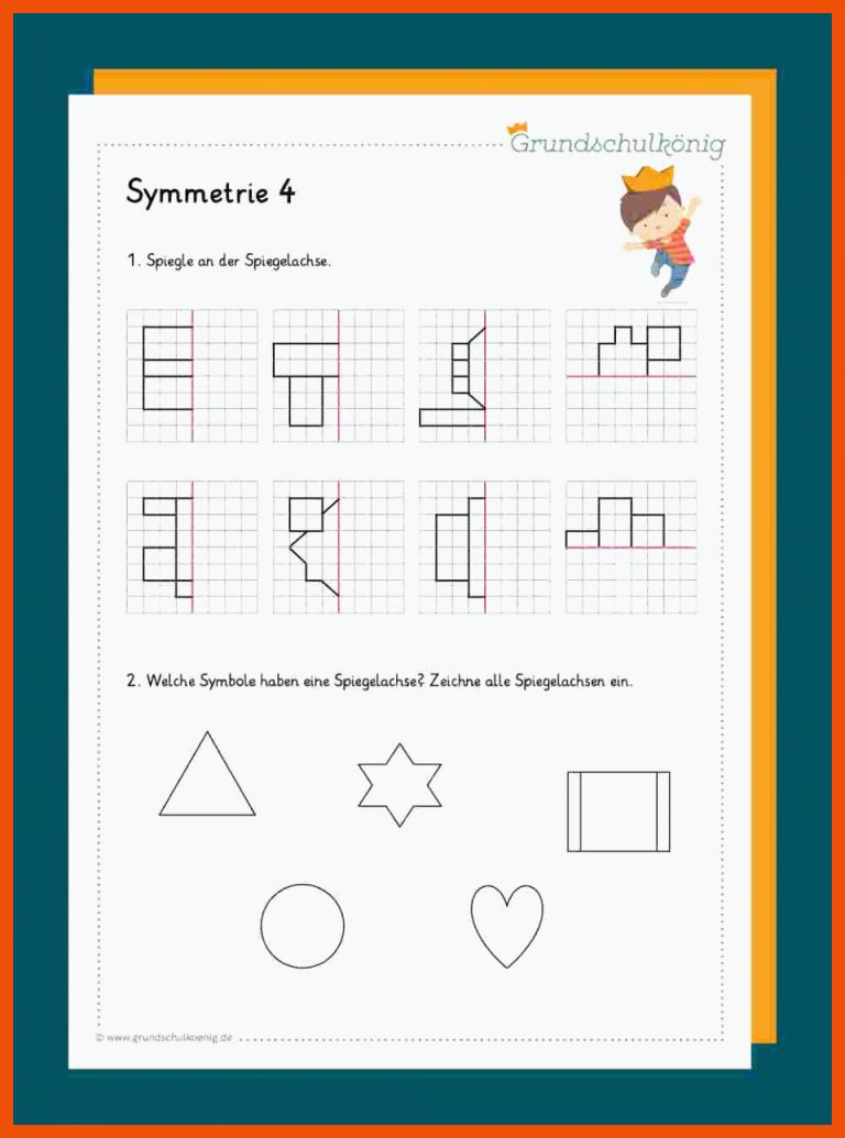 Symmetrie / Symmetrieachse / Symmetrische Figuren für symmetrieachse einzeichnen arbeitsblatt