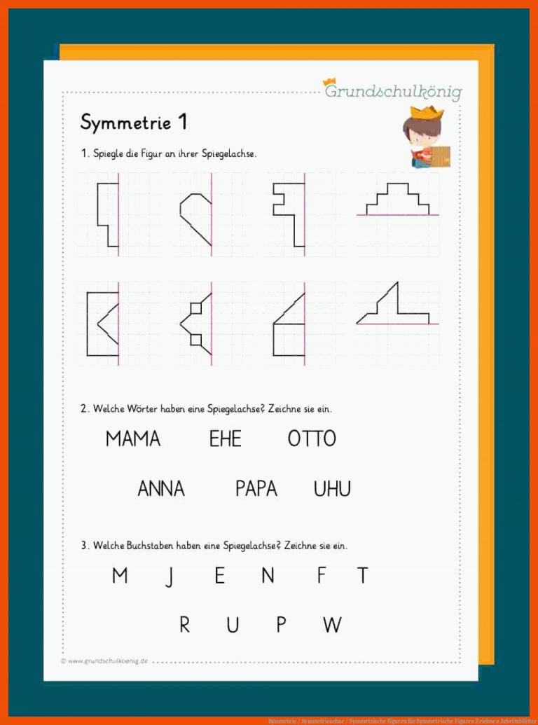 Symmetrie / Symmetrieachse / Symmetrische Figuren für symmetrische figuren zeichnen + arbeitsblätter