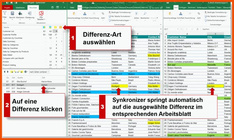 Synkronizer Excel Compare: Excel Dateien zusammenfÃ¼hren für excel arbeitsblätter vergleichen