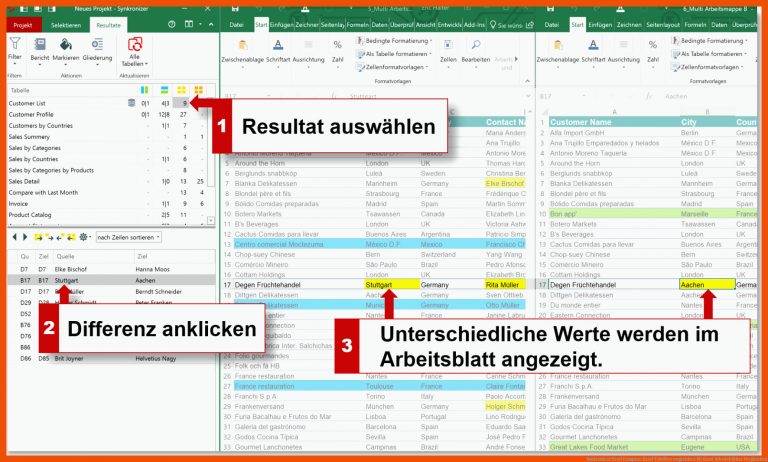 Synkronizer Excel Compare: Excel Tabellen vergleichen für excel arbeitsblätter vergleichen