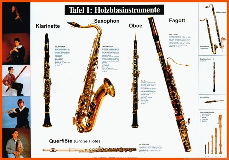 Tafel 1: Holzblasinstrumente Fuer Zupfinstrumente Arbeitsblatt