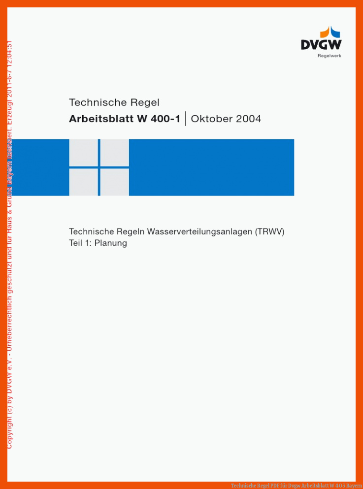 Technische Regel | PDF für dvgw arbeitsblatt w 405 bayern