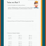 Teilen Mit Rest Fuer Division 4. Klasse Arbeitsblätter