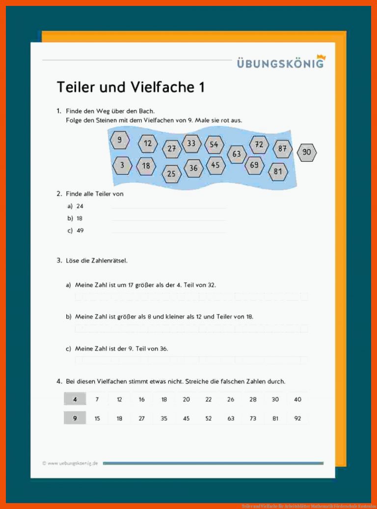Teiler und Vielfache für arbeitsblätter mathematik förderschule kostenlos