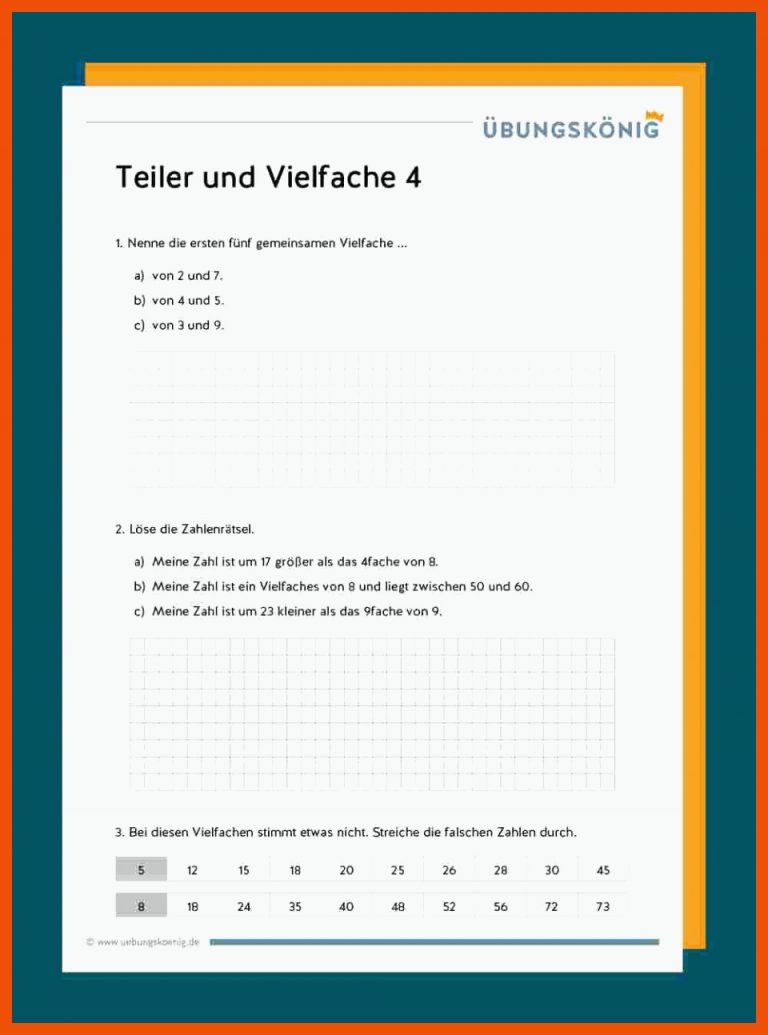 Teiler Und Vielfache Fuer Arbeitsblatt Vielfache Und Teiler