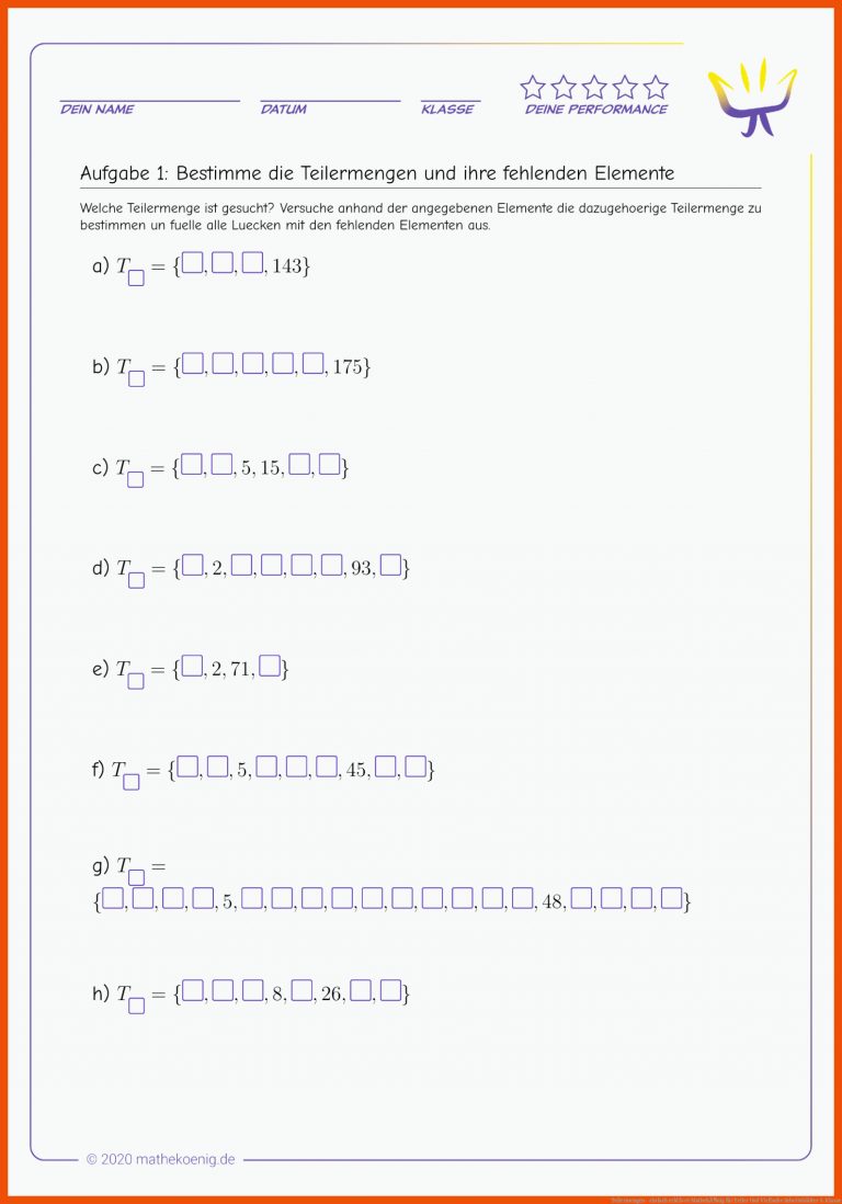 Teilermengen - Einfach ErklÃ¤rt MathekÃ¶nig Fuer Teiler Und Vielfache Arbeitsblätter 5. Klasse