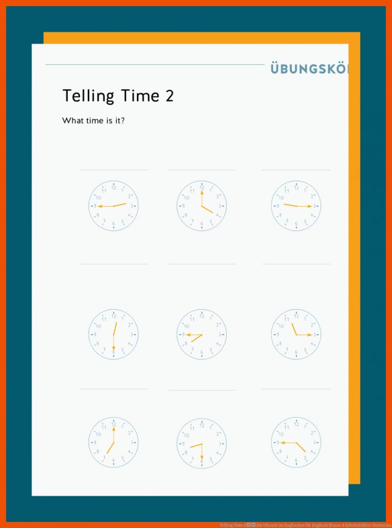 Telling Time â Die Uhrzeit im Englischen für englisch klasse 4 arbeitsblätter kostenlos