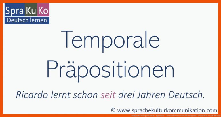 Temporale PrÃ¤positionen - Sprakuko - Deutsch lernen online für temporale präpositionen arbeitsblatt