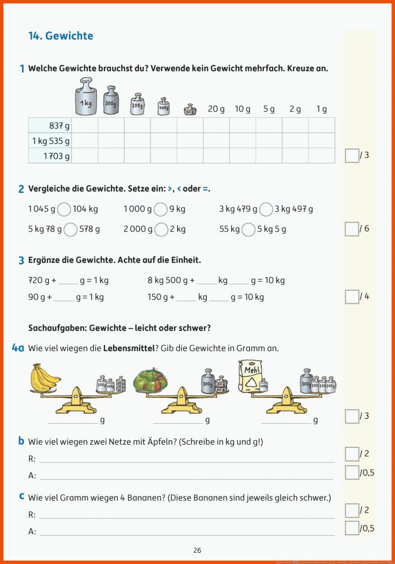 Tests in Mathe â Lernzielkontrollen 3. Klasse | Nr. 83 - Hauschka ... für mathe 3 klasse gewichte arbeitsblätter