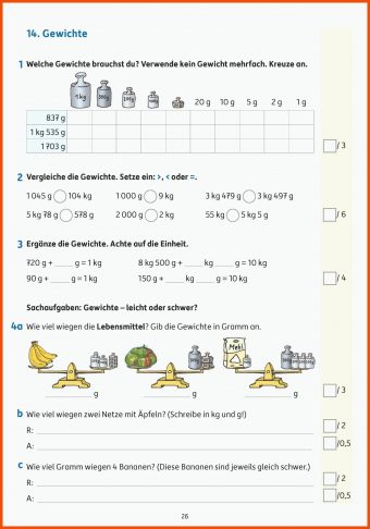 Mathe Arbeitsblätter Klasse 3 Gewichte Kostenlos