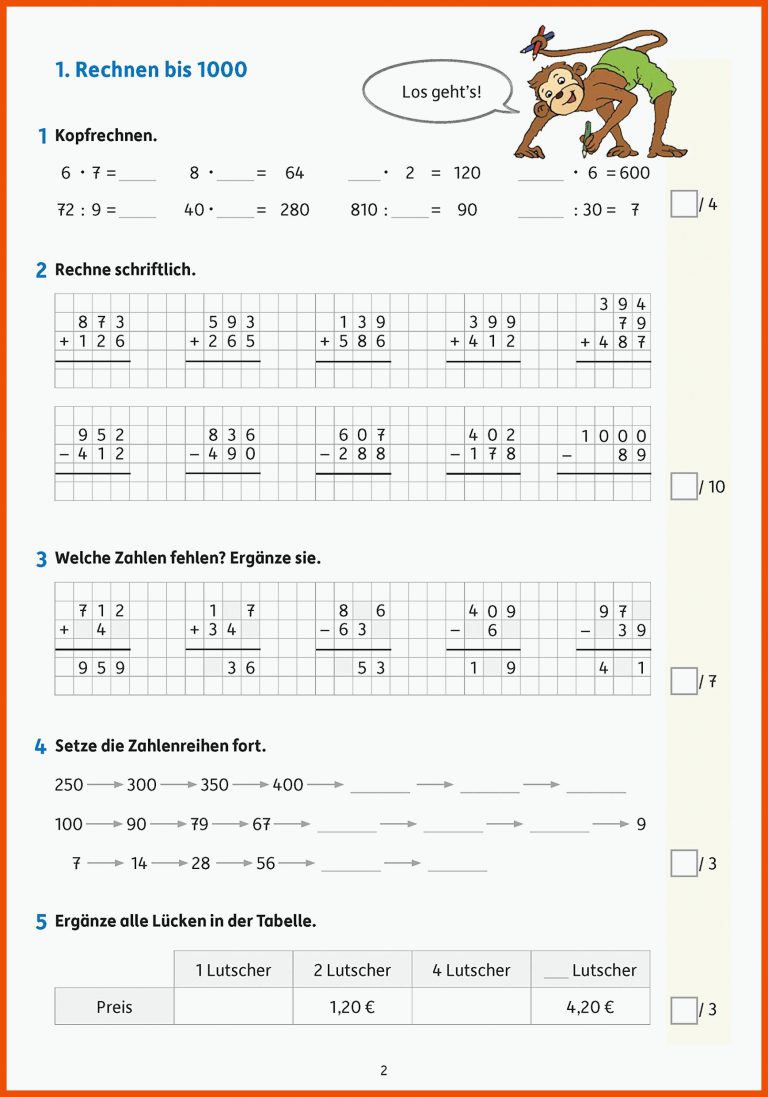 Tests in Mathe - Lernzielkontrollen 4. Klasse, A4-Heft: Ãbungen ... für mathe 4. klasse arbeitsblätter