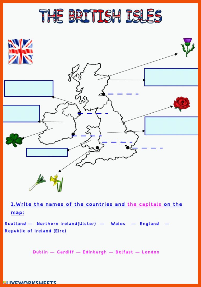 The British Isles interactive worksheet für the british isles arbeitsblatt