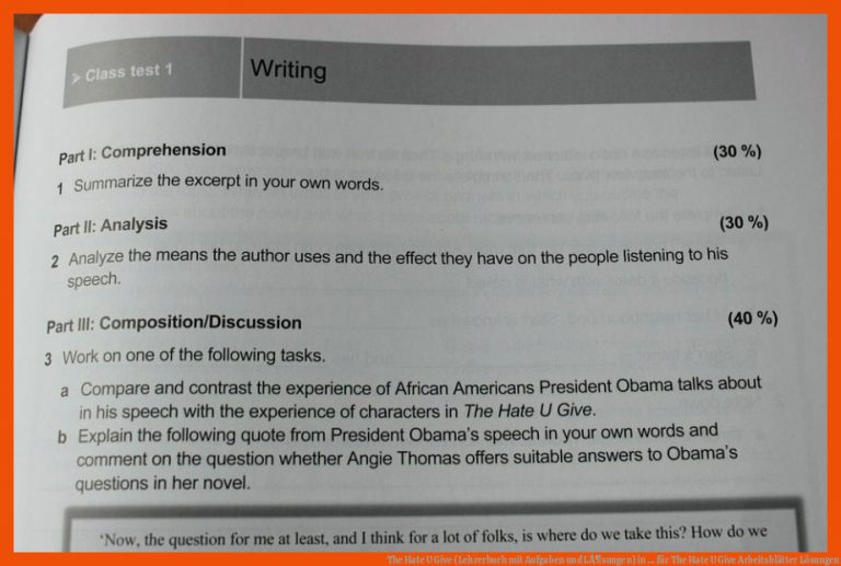 The Hate U Give (Lehrerbuch mit Aufgaben und LÃ¶sungen) in ... für the hate u give arbeitsblätter lösungen