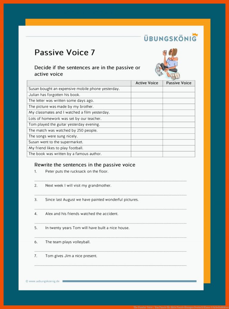 The Passive Voice / Das Passiv Fuer Aktiv Passiv übungen Deutsch Klasse 6 Arbeitsblätter