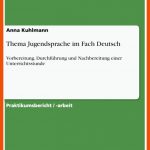 Thema Jugendsprache Im Fach Deutsch - Hausarbeiten.de Fuer Jugendsprache Arbeitsblätter