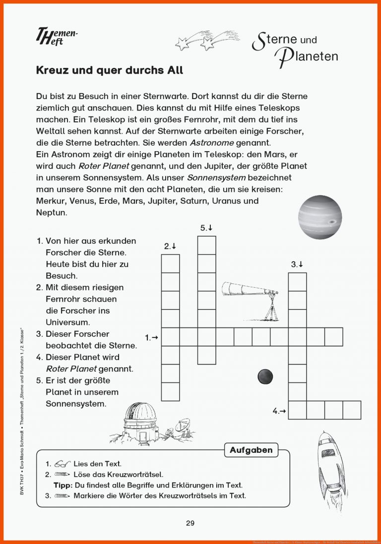Themenheft Sterne und Planeten 1./2. Klasse: Kopiervorlagen ... für weltall und planeten grundschule arbeitsblätter