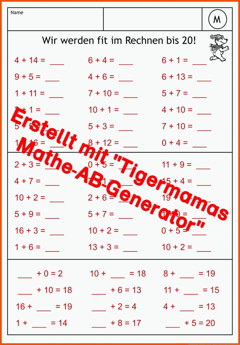 Tigermamas Mathe-Arbeitsblatt-Generator - Musik fÃ¼r Kinder für mathe arbeitsblatt erstellen