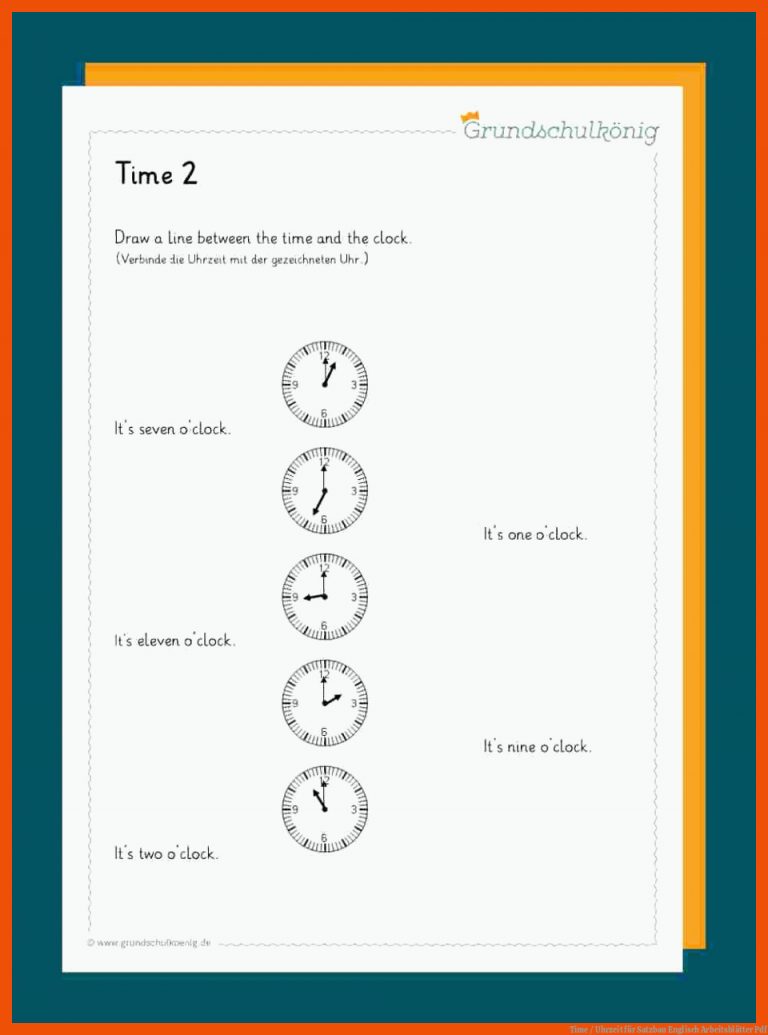Time / Uhrzeit für satzbau englisch arbeitsblätter pdf