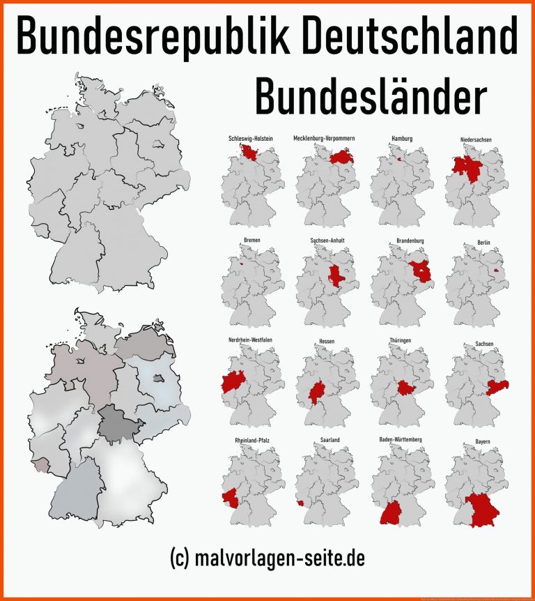 Tolle Landkarte BundeslÃ¤nder Deutschland kostenlos drucken für bundesländer wappen arbeitsblatt