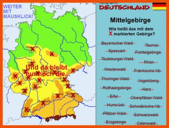 14 Mittelgebirge Deutschland Arbeitsblatt