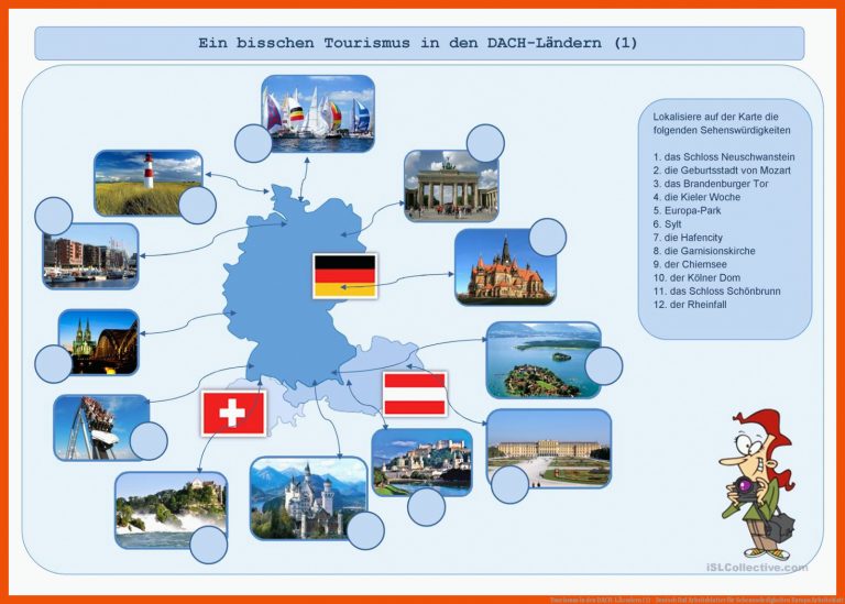 Tourismus in den DACH-LÃ¤ndern (1) - Deutsch Daf Arbeitsblatter für sehenswürdigkeiten europa arbeitsblatt
