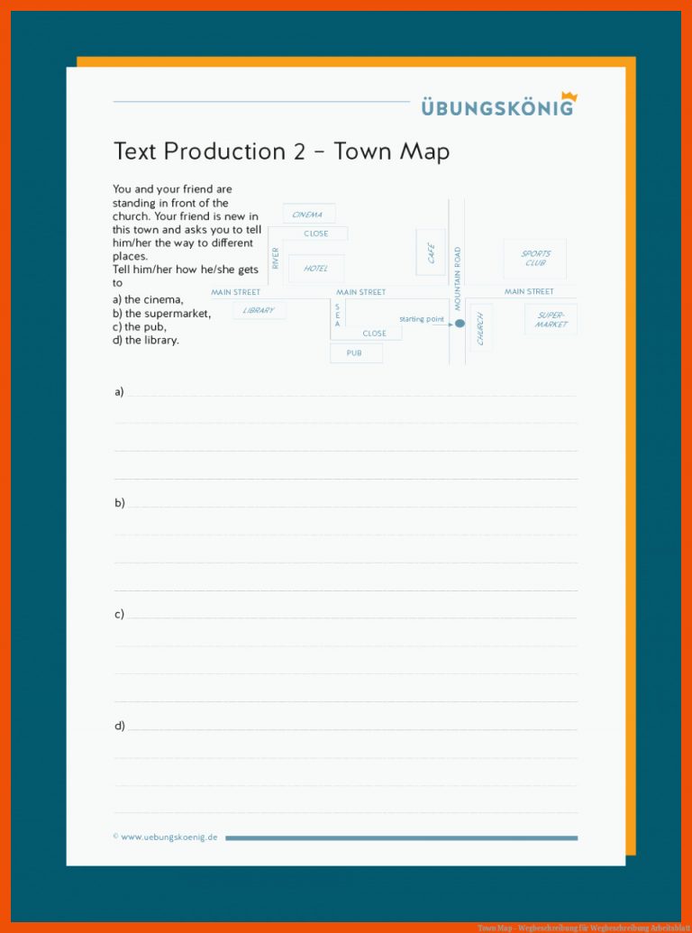 Town Map - Wegbeschreibung für wegbeschreibung arbeitsblatt