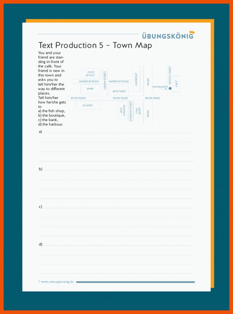 Town Map - Wegbeschreibung für wegbeschreibung englisch arbeitsblatt kostenlos