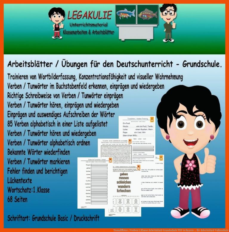 TunwÃ¶rter / Verben 1.Klasse Arbeitsblatt Grundschule PDF in Bayern ... für arbeitsblatt volksschule