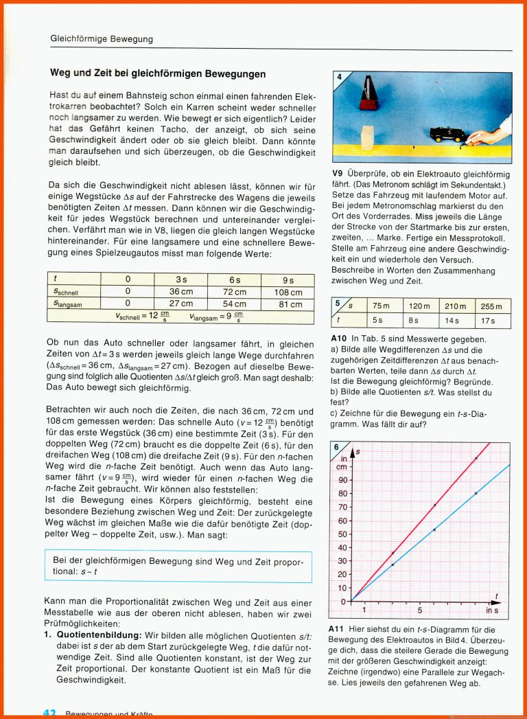 Ãbungen Physik 10 Kurs Fuer Gleichförmige Bewegung Arbeitsblatt