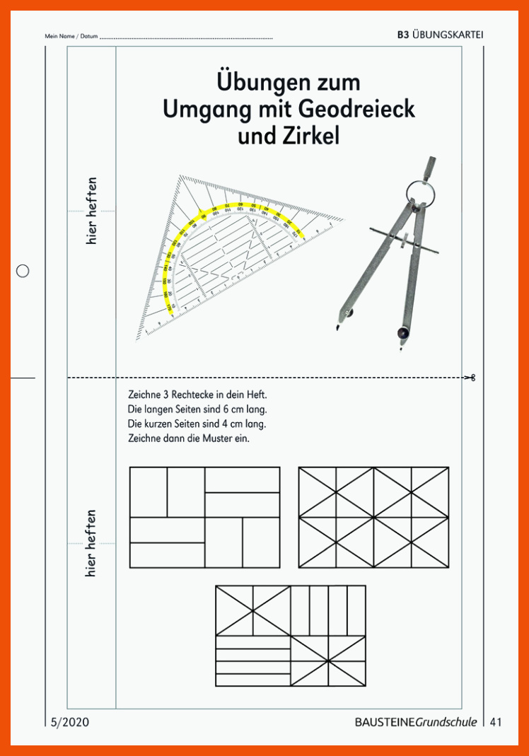 Ãbungskartei - Geometriewissen | Bausteine Grundschule ... für arbeitsblätter zirkel übungen klasse 4 pdf