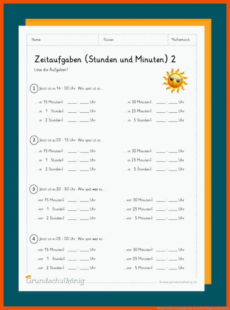 Uhrzeit lernen / Zeitangaben für deutsch zeitangaben arbeitsblatt