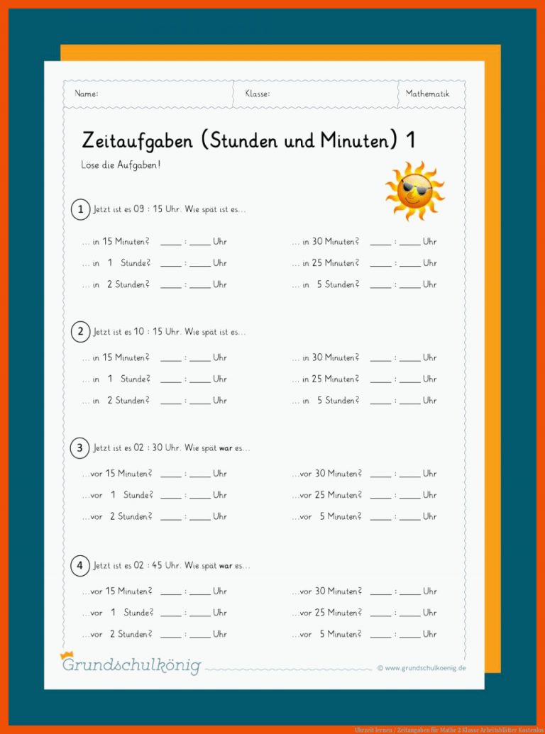 Uhrzeit lernen / Zeitangaben für mathe 2 klasse arbeitsblätter kostenlos