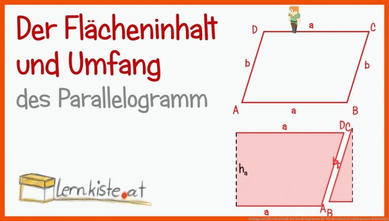 Umfang und FlÃ¤cheninhalt des Parallelogramms für flächeninhalt parallelogramm arbeitsblatt