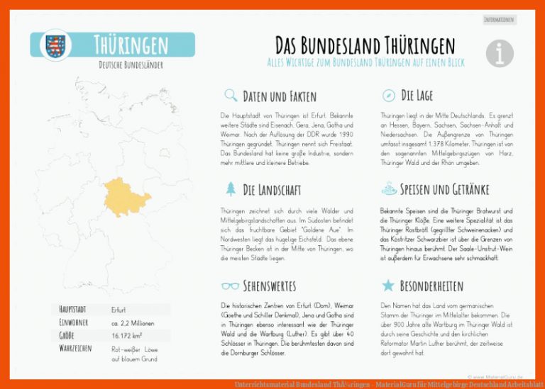 Unterrichtsmaterial Bundesland ThÃ¼ringen - MaterialGuru für mittelgebirge deutschland arbeitsblatt