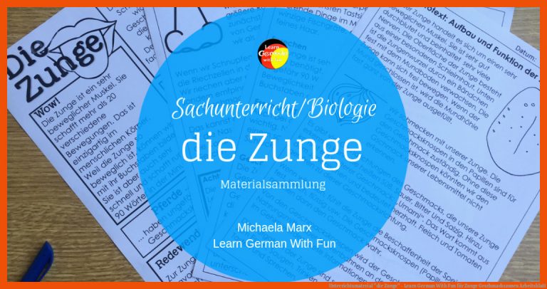 Unterrichtsmaterial "die Zunge" - Learn German with Fun Fuer Zunge Geschmackszonen Arbeitsblatt