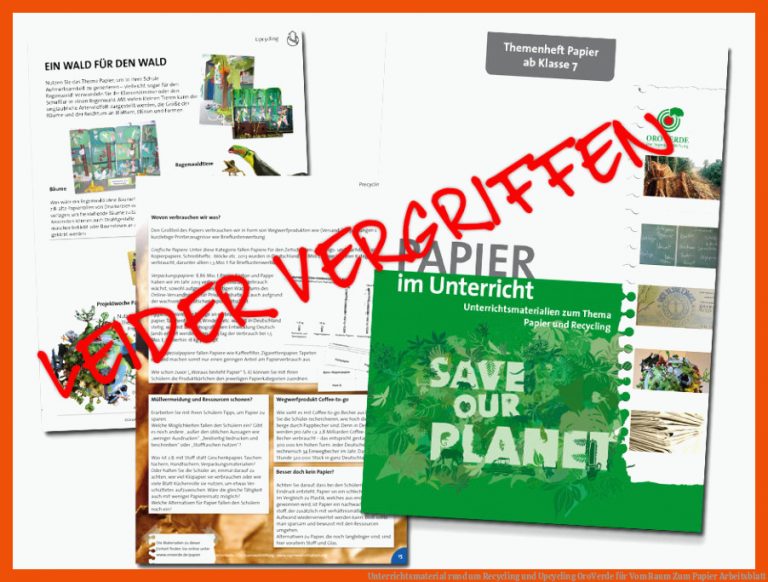 Unterrichtsmaterial rund um Recycling und Upcycling | OroVerde für vom baum zum papier arbeitsblatt