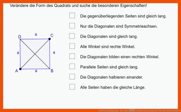 Unterrichtsplanung - Vierecke â GeoGebra für geometrie vierecke arbeitsblätter