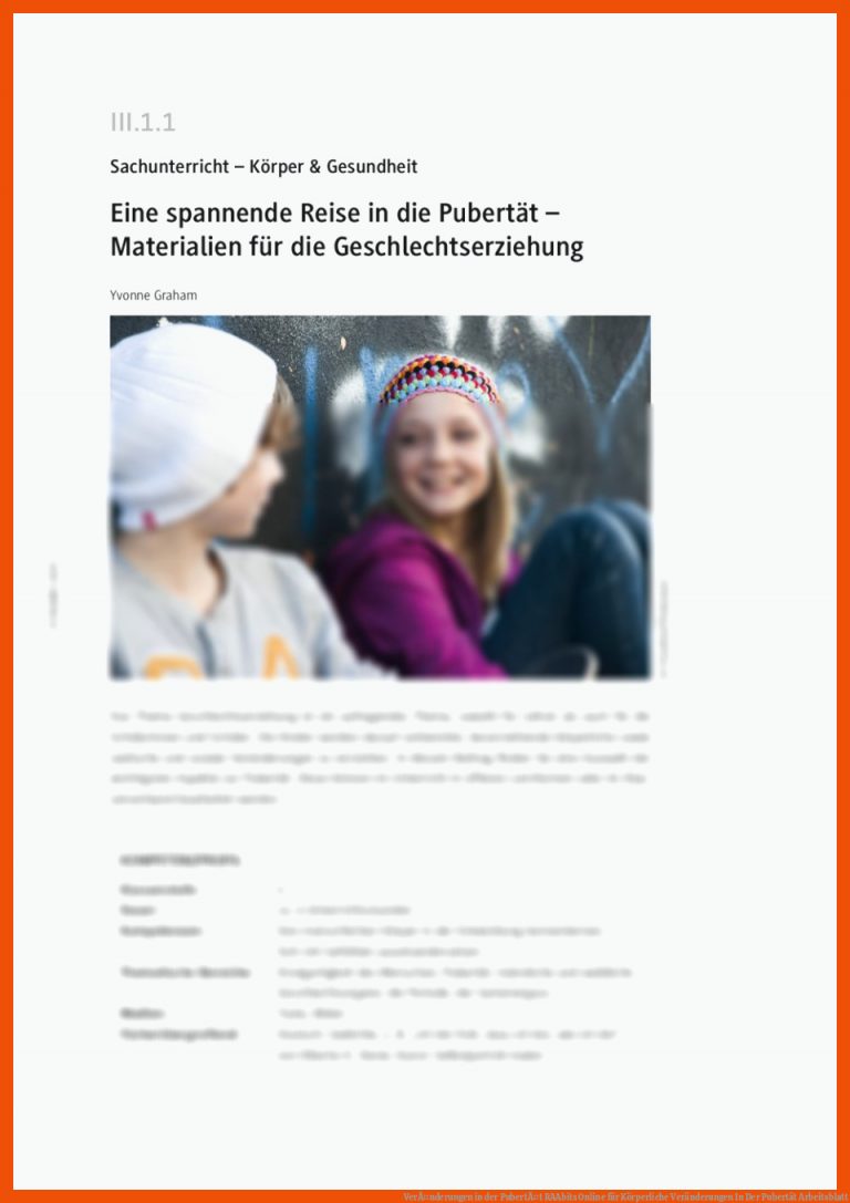 VerÃ¤nderungen in der PubertÃ¤t | RAAbits Online für körperliche veränderungen in der pubertät arbeitsblatt